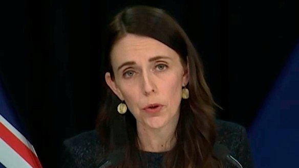 Jacinda Ardern speaks to the media.