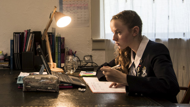 Lara Winsbury, a year 9 student at St Andrew's Cathedral School, spent a day doing her lessons online on Friday as part of a school-wide trial of remote learning technology.