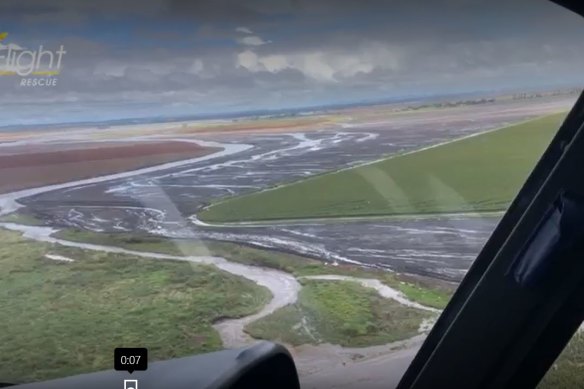 The Toowoomba-based RACQ LifeFlight Rescue helicopter crew has joined the multi-agency search and rescue operation to help find a man missing in floodwaters.