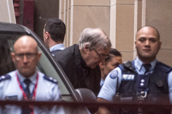 George Pell arriving at the Supreme Court on Wednesday morning.