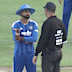 Shreyas Iyer argues with the umpire.