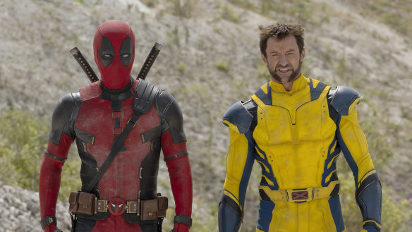 Ryan Reynolds as Deadpool/Wade Wilson and Hugh Jackman as Wolverine/Logan in Deadpool & Wolverine.