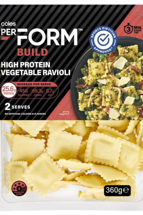 Coles Perform Build high-protein vegetable ravioli.