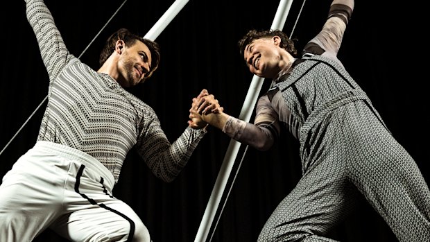 Jonathan Morgan and Charice Rust in rehearsal with their One Fell Swoop Circus.