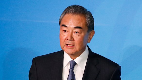 China's Foreign Minister Wang Yi addresses the Climate Action Summit at the UN headquarters, where he also met with Marise Payne.