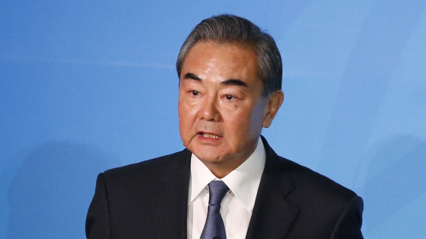 China's Foreign Minister Wang Yi addresses the Climate Action Summit at the UN headquarters, where he also met with Marise Payne.