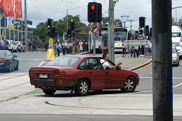 James Gargasoulas doing doughnuts outside Flinders Street Station.