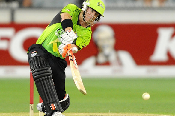 David Warner on his way to a hundred for the Sydney Thunder in 2011 during one of his three BBL matches.