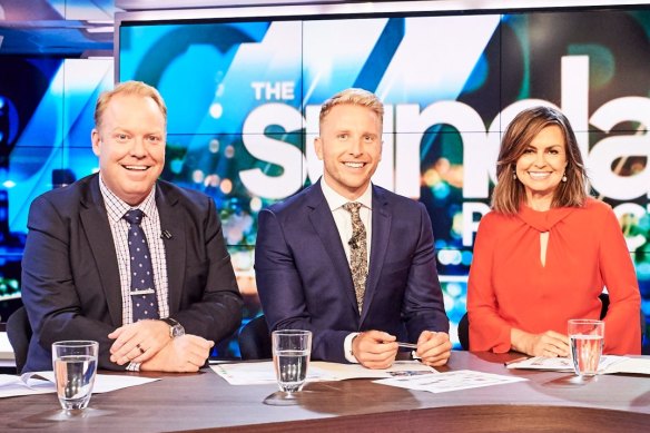 Peter Helliar, Hamish Macdonald and Lisa Wilkinson on The Project.