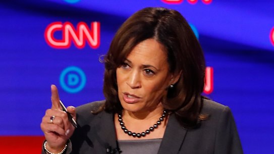 Senator Kamala Harris participates in the second of two Democratic presidential primary debates hosted by CNN.