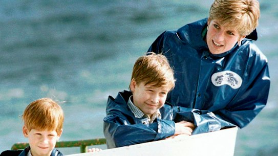 Princess Diana with her sons in 1991.