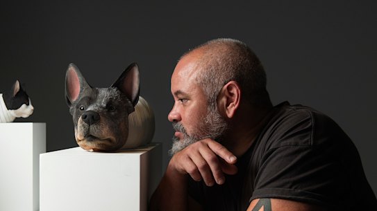 For Undying, Abdul-Rahman Abdullah has carved five mummified feral animals including a Blue heeler.   