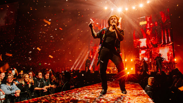 Joyful and cathartic: Gang of Youths frontman Dave Le'aupepe at Qudos Bank Arena on Saturday night.
