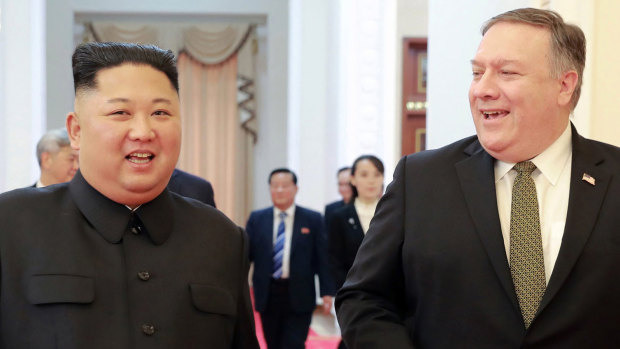 North Korean leader Kim Jong-un and US Secretary of State Mike Pompeo before their meeting in Pyongyang.