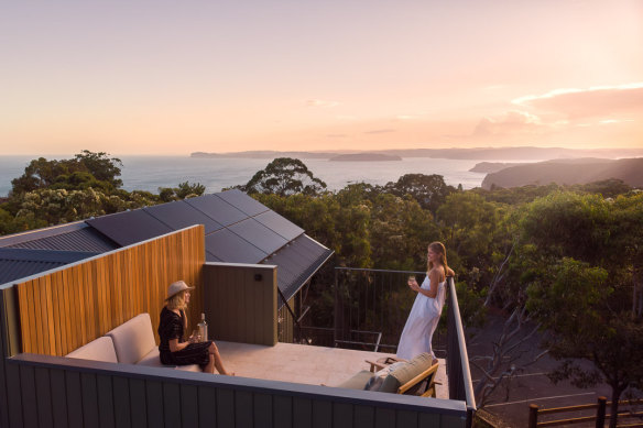 The aptly named Sunset Deck offers sweeping views of Bouddi National Park.