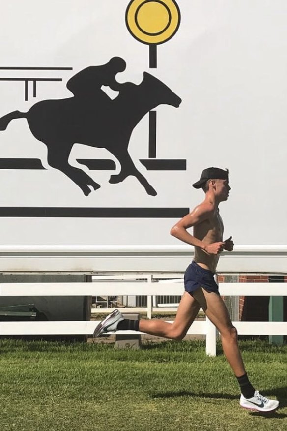 McSweyn training at Caulfield Racecourse, which he does every Tuesday morning.