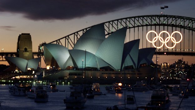 The sun sets on Sydney as the Olympics draw to a close on October 1, 2000.