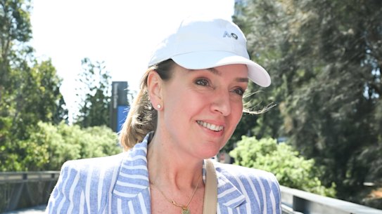 Vaucluse MP and future Liberal leadership contender Kellie Sloane at the Davis Cup on Sunday.