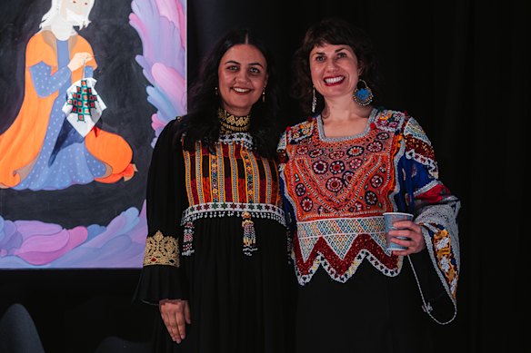 Mursal Azizi and Kat Rae at their exhibition, Sparks in the Dark. 