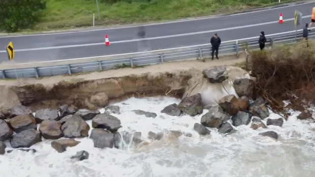 Erosion at Inverloch is now threatening the coast road and nearby homes