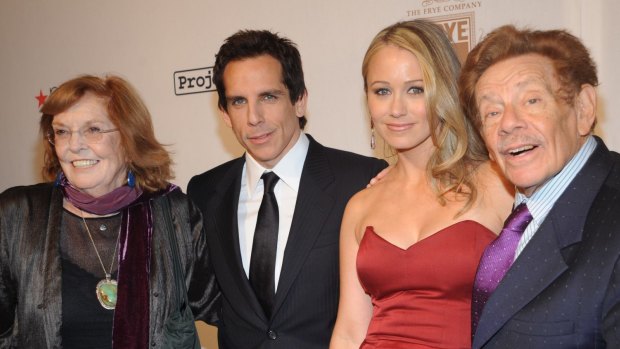 Anne Meara, Ben Stiller, Christine Taylor and Jerry Stiller at the Waldorf Astoria on October 7, 2008 in New York City. 