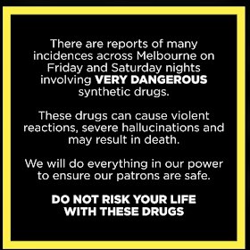 An alert posted on Revolver Upstairs' Facebook page in 2017 after a bad batch of ecstasy pills was linked to the death of five males.