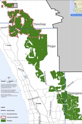 The locations of the plantations over the Gnangara mound. 