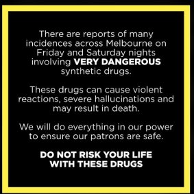 An alert posted on Revolver Upstairs' Facebook page in 2017 after a bad batch of ecstasy pills was linked to the death of five males.