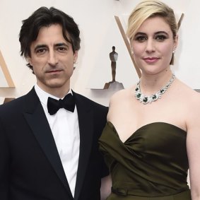 Partners Noah Baumbach, left, and Greta Gerwig arrive at the Oscars in February.
