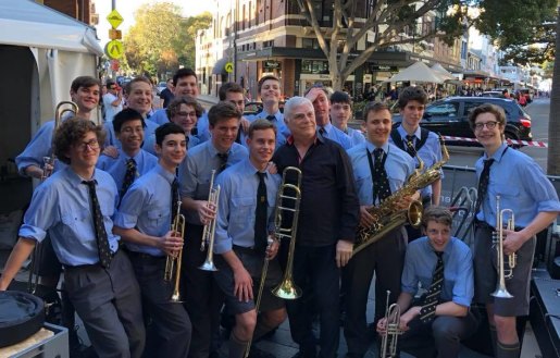 Vladimir Khusid with the Sydney Grammar School Big Band at the Manly Jazz Festival in 2017.