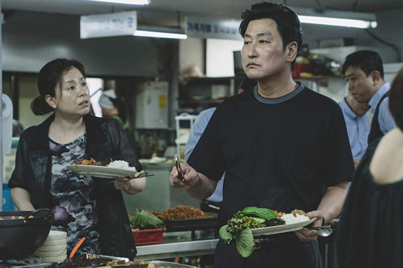 Kang-ho Song and Hyae Jin Chang in  Bong Joon-ho's Parasite. 