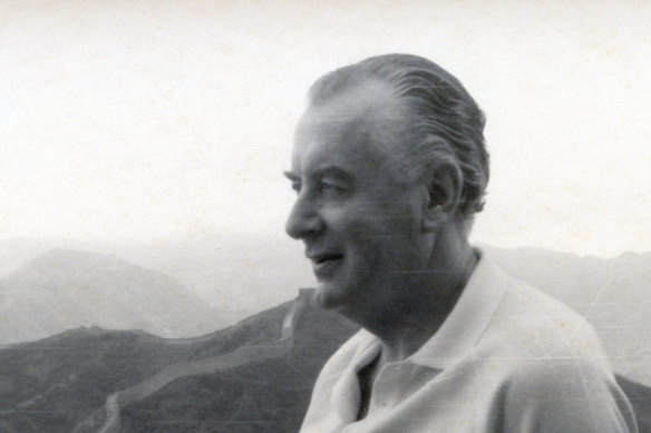 Gough Whitlam on the Great Wall of China in 1971, as leader of the opposition.