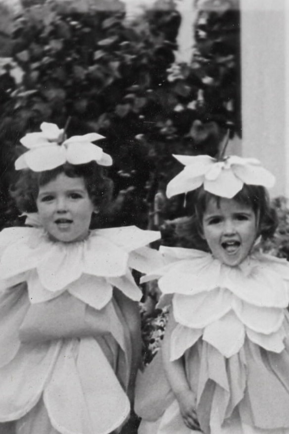 Ryan (left) taking part in a dress-up competition with twin sister Anny.  