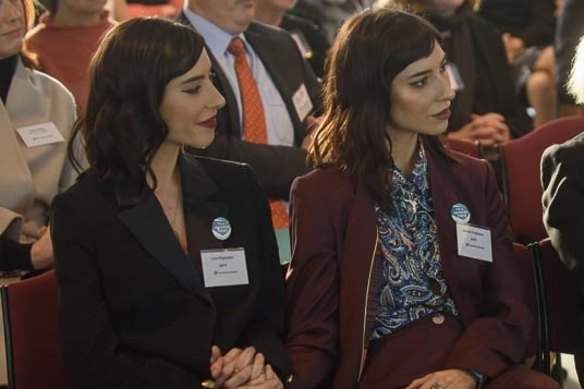 The Veronicas, Lisa (left) and Jessica,  supported each other during the Dementia Australia event at Parliament House.