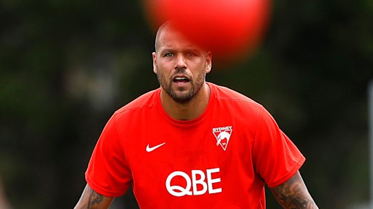 Lance Franklin during the first full session of pre season for the Sydney Swans senior players.  
