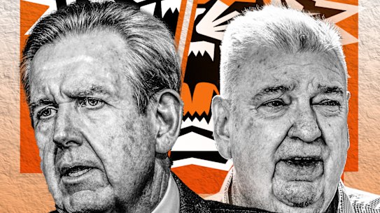 Wests Tigers officials Barry O’Farrell and Shane Richardson.