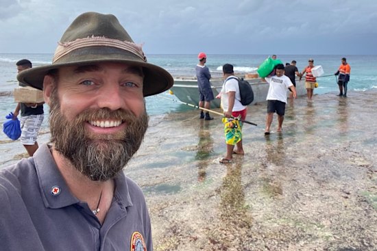 Thorbjørn “Thor” Pedersen in Tuvalu in 2023. He is the only person to have visited every country without taking a flight.