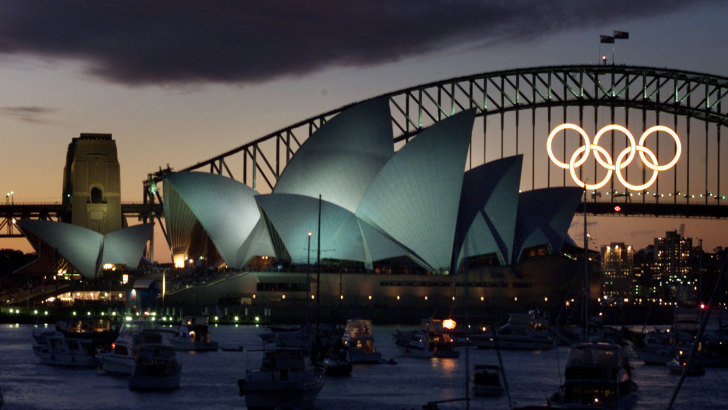 The Olympic rings graced the Harbour Bridge for the period of the Sydney Olympics.