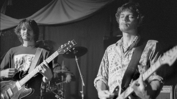Bernard Fanning and Darren Middleton during a Powderfinger gig at The Zoo in 1995.