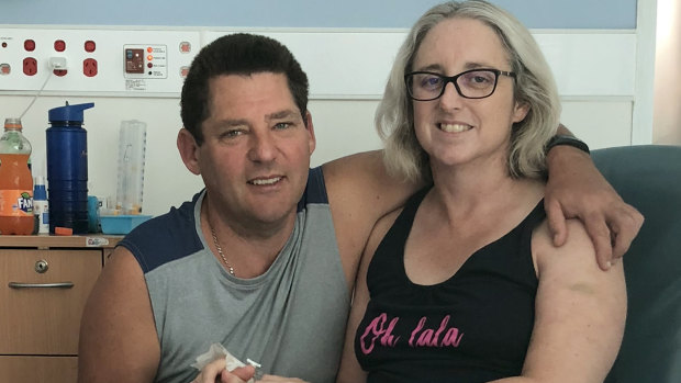 Justine Barwick with her husband, Craig, at the Royal Brisbane and Women's Hospital