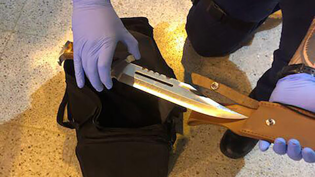 A photo of the knife which was seized by police. 