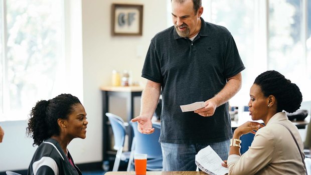 Aryn Wright-Thompson, Alex Kendrick and Priscilla C. Shirer in Overcomer. 