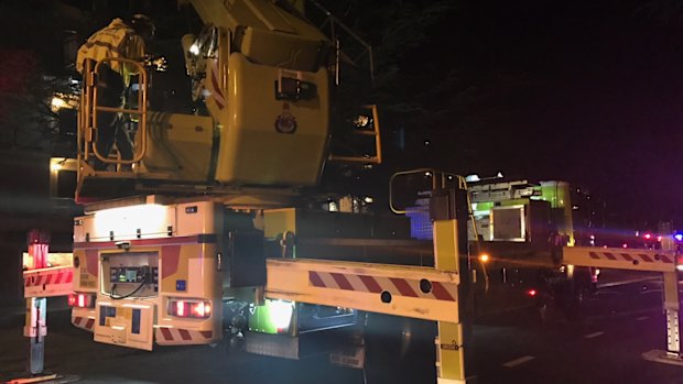 ACT Fire and Rescue's Bronto appliance at the scene of a fire at the Capital Executive Apartments on December 13 last year.