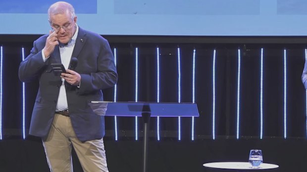 Scott Morrison addresses Horizon Church on Sunday morning after his election loss.