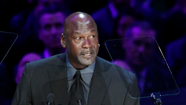 Michael Jordan, pictured here at a memorial for Kobe Bryant in February, has spoken out as protests engulf major US cities.