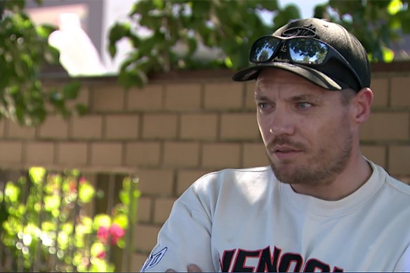 Trent Ottrey, Melonie McKay’s son, speaking to reporters in Reservoir on Saturday. 