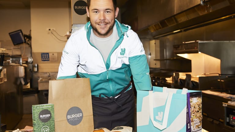 Hungry for action: David Klemmer, who has partnered with Deliveroo to launch the 'Klemmer Burger', available over grand final weekend.