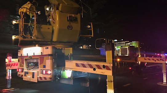 ACT Fire and Rescue's Bronto appliance at the scene of a fire at the Capital Executive Apartments on December 13 last year.