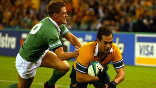 Ronan O’Gara playing for Ireland against Australia in the 2003 Rugby World Cup