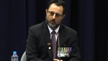 Veteran Simon Marshall speaking at the royal commission hearing in Brisbane on Wednesday.